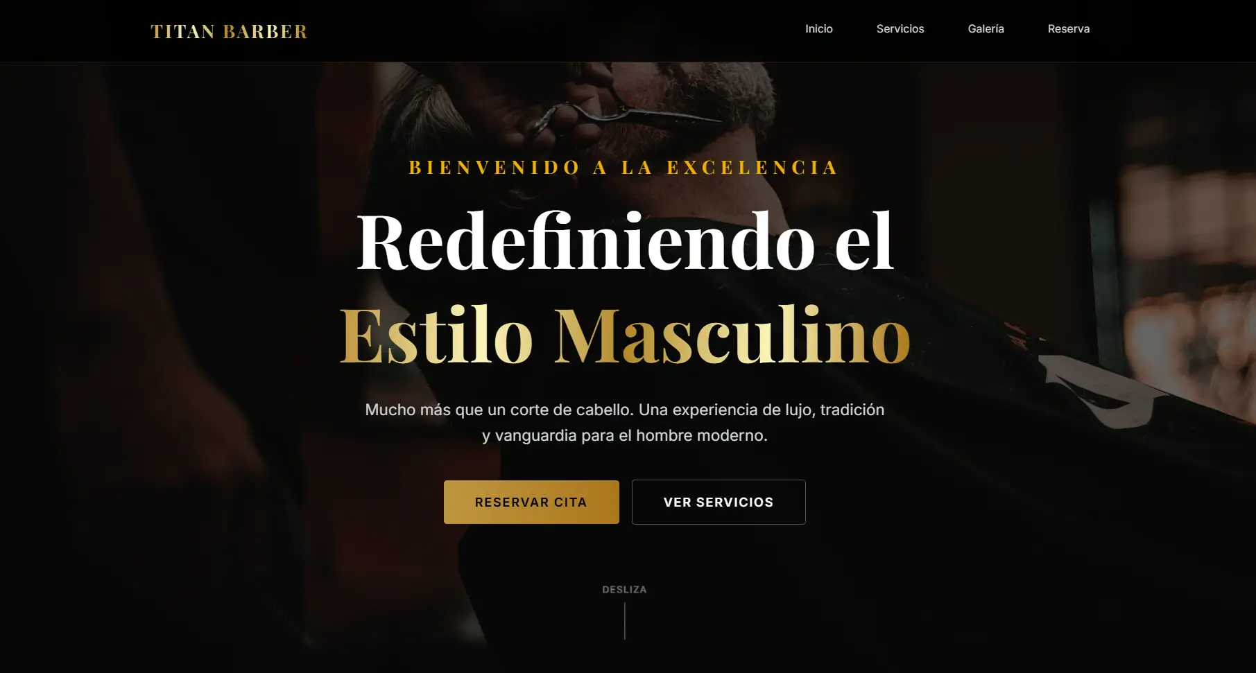 Diseño de la página web de Titan Barber Shop