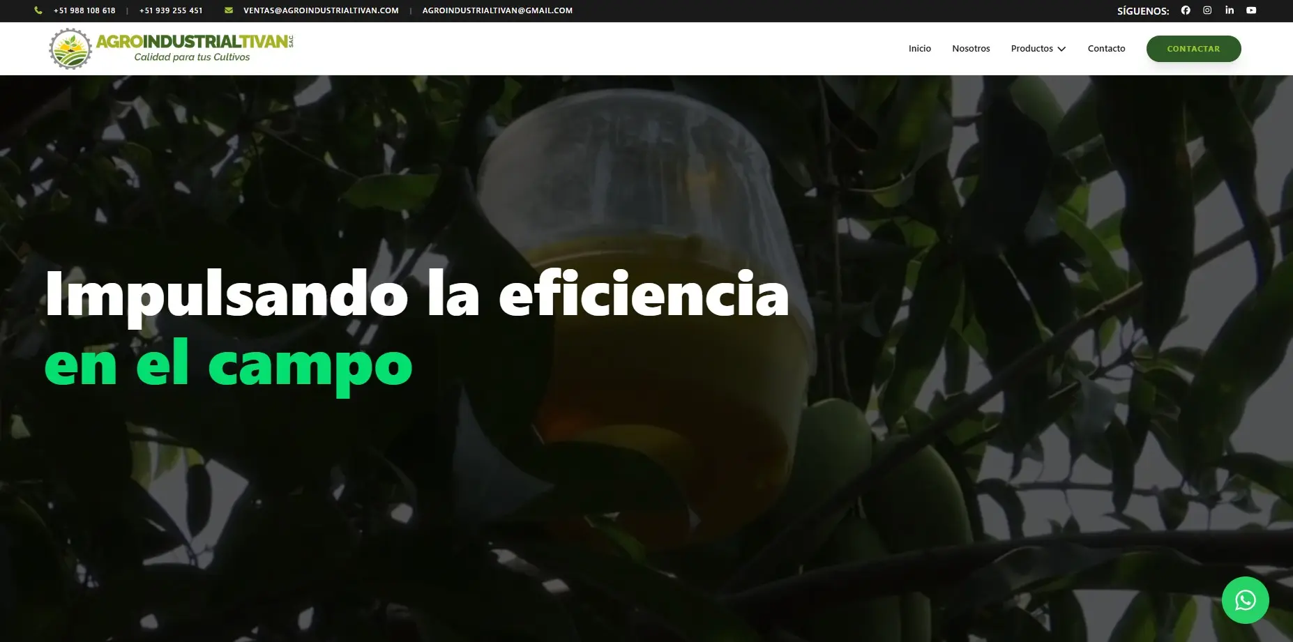 Diseño de la página web de Agroindustrial Tivan SAC