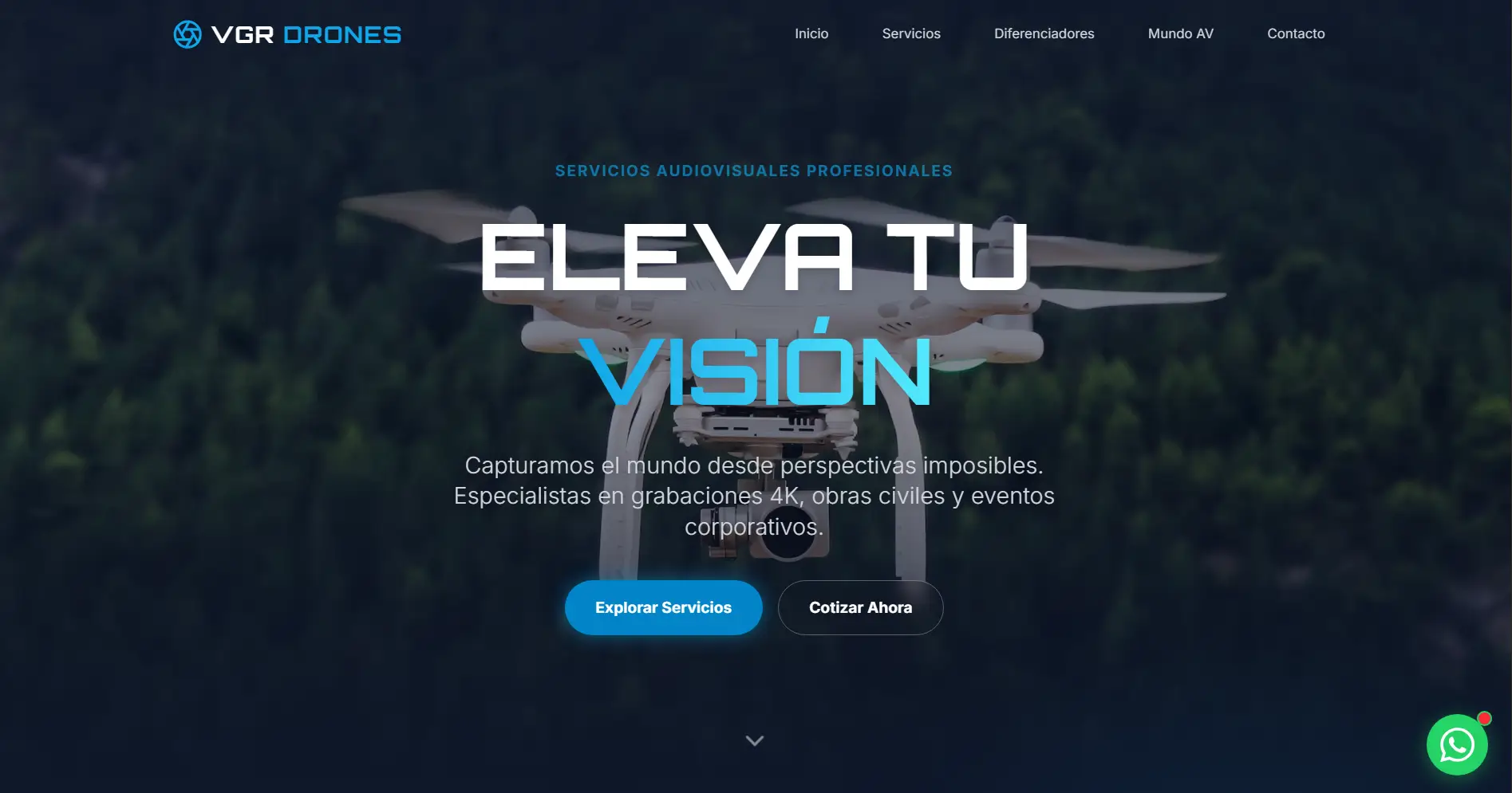 Diseño de la página web de Corporacion VGR